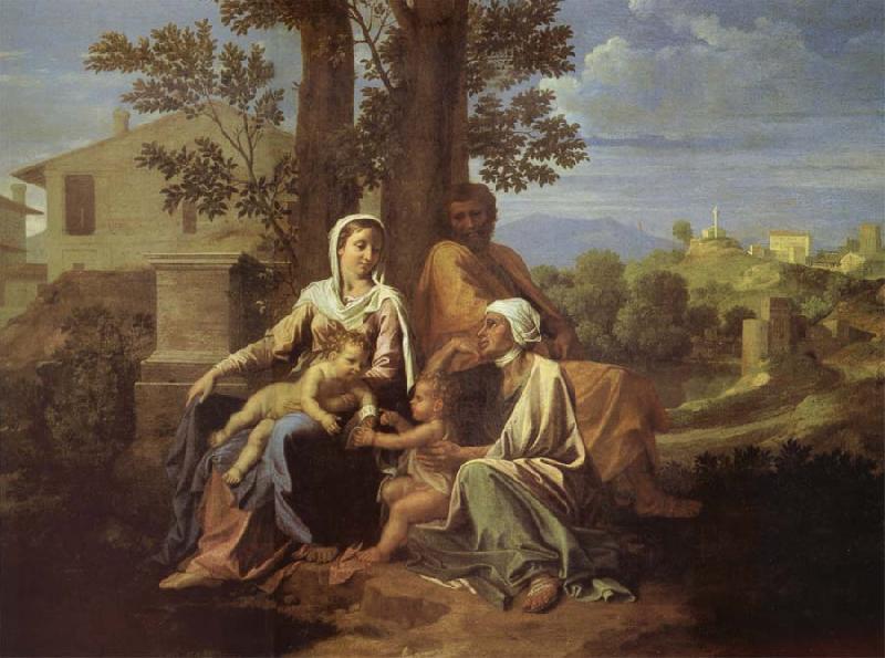 Nicolas Poussin The Sacred Family in a landscape oil painting image